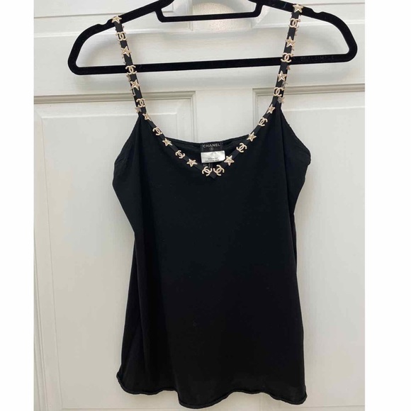 SOLD CHANEL CC Black Camisole Tank Top - Picture 1 of 6